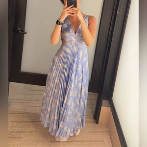 Giselle Pleated Cutout Maxi Dress Light Blue